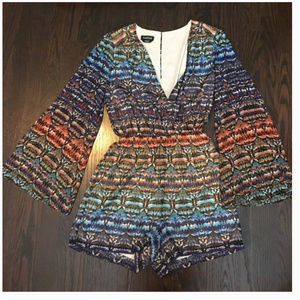 BEBE Multicolor Long Sleeve Romper/Jumpsuit $198 S